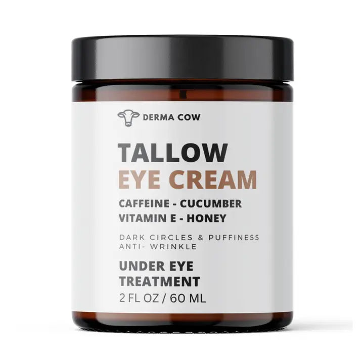Derma Cow Tallow Eye Cream Infused Caffeine,Honey,Vitamin E,Cucumber