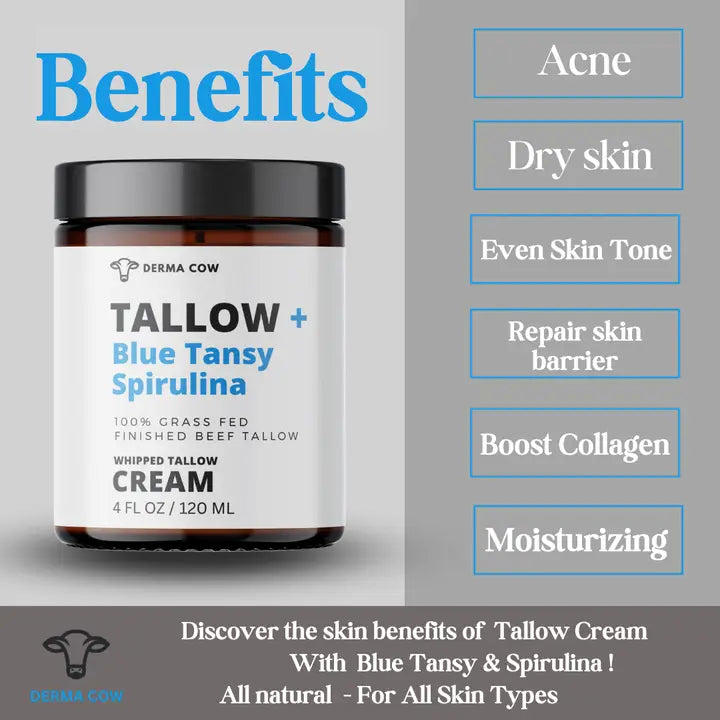 Derma Cow Whipped Tallow Cream + Blue Tansy and Spirulina