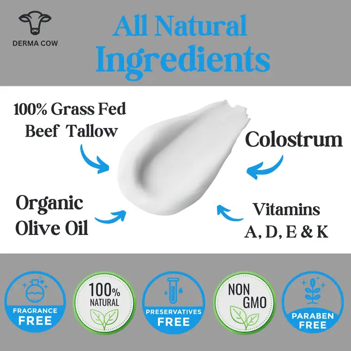 Derma Cow Whipped Tallow + Colostrum, Cream For Face and Body - 4oz